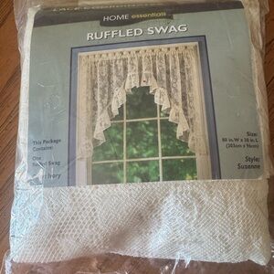 Home Essentials Ivory Lace Ruffled Swag Curtain - Suzanne Style